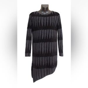 Skull Cashmere Black Gray Asymmetric Thick Long Sleeved Dress XS Quality